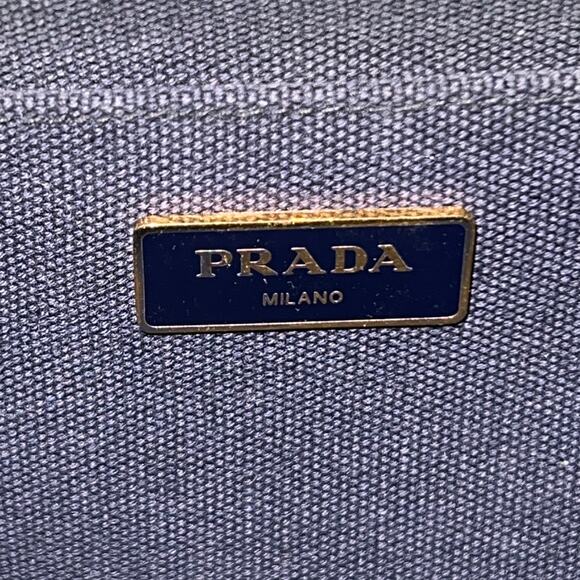 PRADA Canapa Navy Blue Medium Tote - Picture 11 of 14